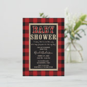 Rustic Country Red Black Buffalo Plaid Baby shower Kaart (Staand voorkant)