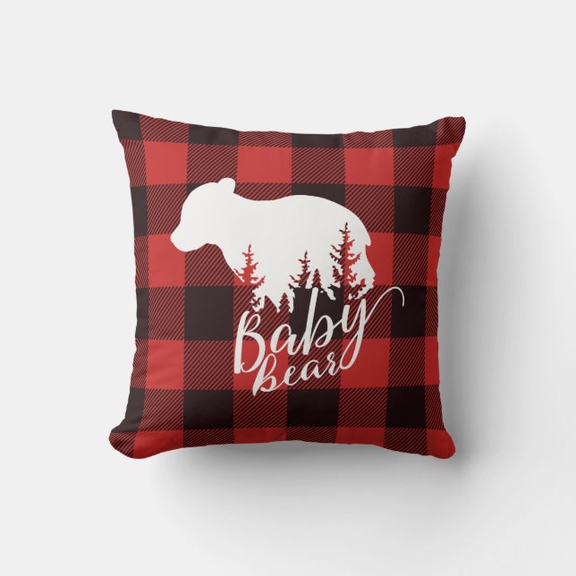 Rustic Country Red & Black Flannel Baby Beer Kussen (Voorkant)