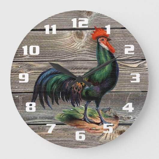 Rustic Country Rooster Kitchen Grote Klok (Voorkant)