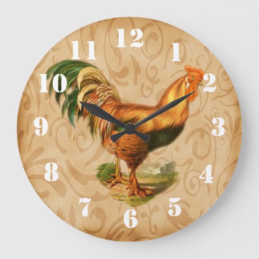Rustic Country Rooster  Kitchen Grote Klok (Voorkant)