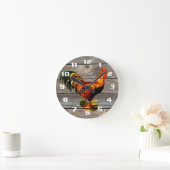 Rustic Country Rooster Kitchen Ronde Klok (Huis)
