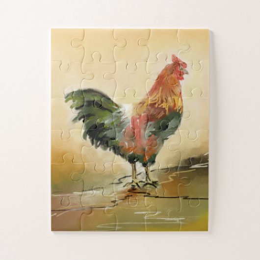 Rustic Country Rooster Painting Legpuzzel (Verticaal)