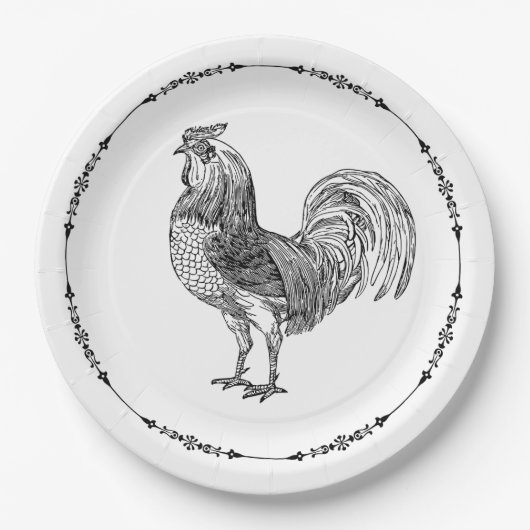 Rustic Country Rooster Papieren Bordje (Voorkant)
