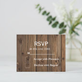 Rustic Country RSVP carte mariage dentelle bois (Debout devant)