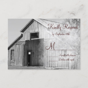Rustic Country Rural Grange Mariage RSVP Cartes RS