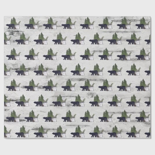 Rustic Country Silhouette Beer and Trees on Birch Cadeaupapier (Vlak)