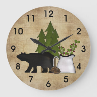 Rustic Country Silhouette Beer en Trees Mountain Grote Klok