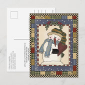 Rustic Country Snowman Holly Berries Open House Feestdagenkaart (Voorkant / Achterkant)