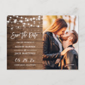 Rustic Country String Lights Foto opslaan Datum Briefkaart (Voorkant)