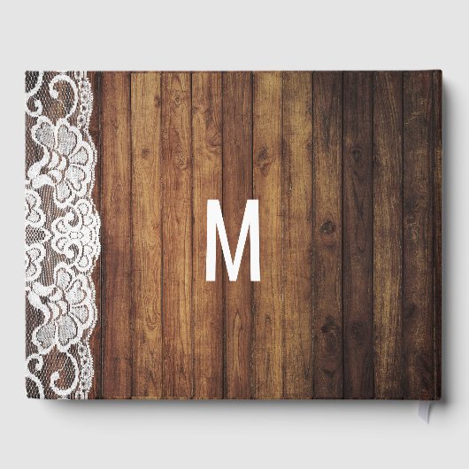 Rustic Country String Lights Wood Weddenschap Gastenboek (Achterkant)