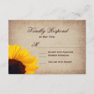 Rustic Country Sunflower Burlap Wedding Cartes RSV
