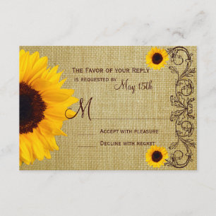 Rustic Country Sunflower Burlap Wedding Cartes RSV