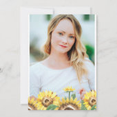 Rustic Country Sunflower Foto Afstuderen Kaart (Achterkant)
