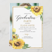 Rustic Country Sunflower Foto Afstuderen Kaart (Voorkant / Achterkant)