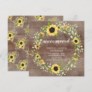 Rustic Country Sunflower Moving Announding Kaart