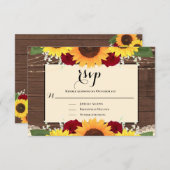 Rustic Country Sunflower Rose mariage RSVP (Devant / Derrière)