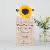 Rustic Country Sunflower Vertical Wedding Programs Programma (Staand voorkant)