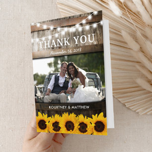 Rustic Country Sunflower Wedding Bedankkaart