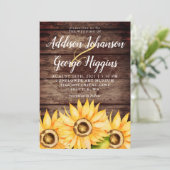 Rustic Country Sunflower Wedding Kaart (Staand voorkant)
