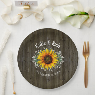 Rustic Country Sunflower Wedding Papieren Bordje