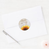 Rustic Country Sunflower Wedding Ronde Sticker (Envelop)