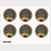 Rustic Country Sunflower Wedding Ronde Sticker (Vel)