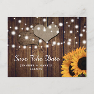 Rustic Country Sunflower Wedding Save the Date Briefkaart