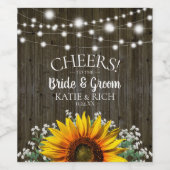 Rustic Country Sunflower Wedding Wijn Etiket (Enkel label)