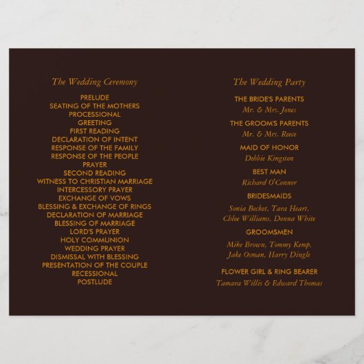 Rustic Country Sunflowers Programme de mariage flo (Dos)