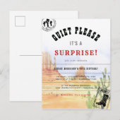 Rustic Country Surprise verjaardagsfeestje uitnodi Uitnodiging Briefkaart (Voorkant / Achterkant)