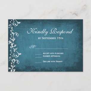 Rustic Country Swirls Blue Wedding Cartes RSVP
