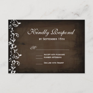 Rustic Country Swirls Brown Wedding Cartes RSVP