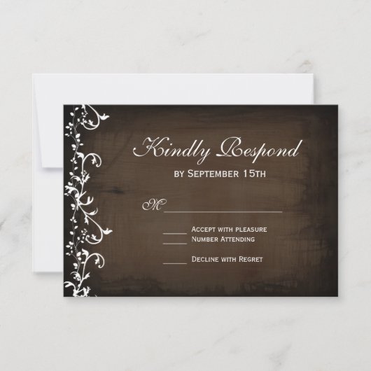 Rustic Country Swirls Brown Wedding Cartes RSVP (Devant)
