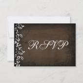 Rustic Country Swirls Brown Wedding Cartes RSVP (Dos)