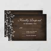 Rustic Country Swirls Brown Wedding Cartes RSVP (Devant / Derrière)