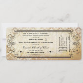Rustic Country Ticket Typography Wedding Invites Kaart (Voorkant)
