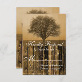 Rustic Country Tree Grange Bois Mariage RSVP Carte (Devant / Derrière)
