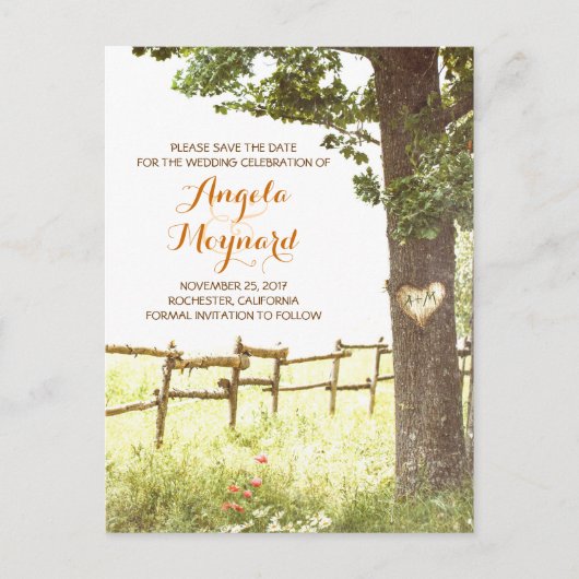 Rustic Country Tree Save the Date briefkaart (Voorkant)