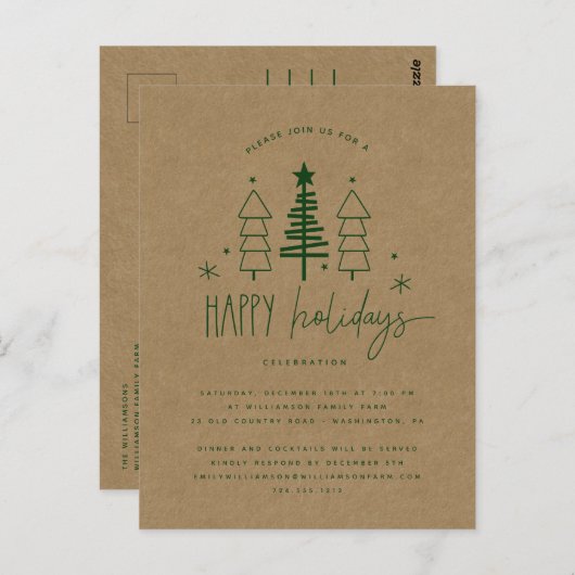 Rustic Country Trees Noël Invitation (Devant / Derrière)