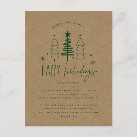 Rustic Country Trees Noël Invitation (Devant)