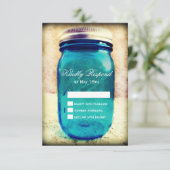Rustic Country Turquoise Mason Jar Wedding Cartes  (Debout devant)