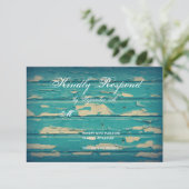 Rustic Country Turquoise Wood Wedding Cartes RSVP (Debout devant)