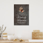Rustic Country Vin Barrel Mariage Affiche de bienv (Cuisine)
