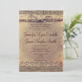 Rustic Country Vintage Burlap Invitations de maria (Debout devant)