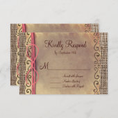 Rustic Country Vintage Burlap Wedding Cartes RSVP (Devant / Derrière)