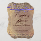 Rustic Country Vintage Couple's Shower Invitations (Devant / Derrière)
