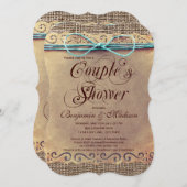 Rustic Country Vintage Couple's Shower Invitations (Devant / Derrière)