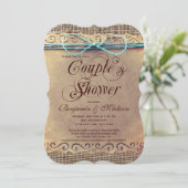Rustic Country Vintage Couple's Shower Invitations (Debout devant)