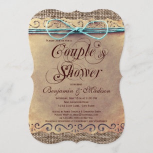 Rustic Country Vintage Couple's Shower Invitations