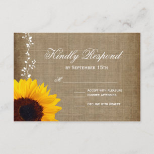 Rustic Country Vintage Sunflower Wedding Carte RSV
